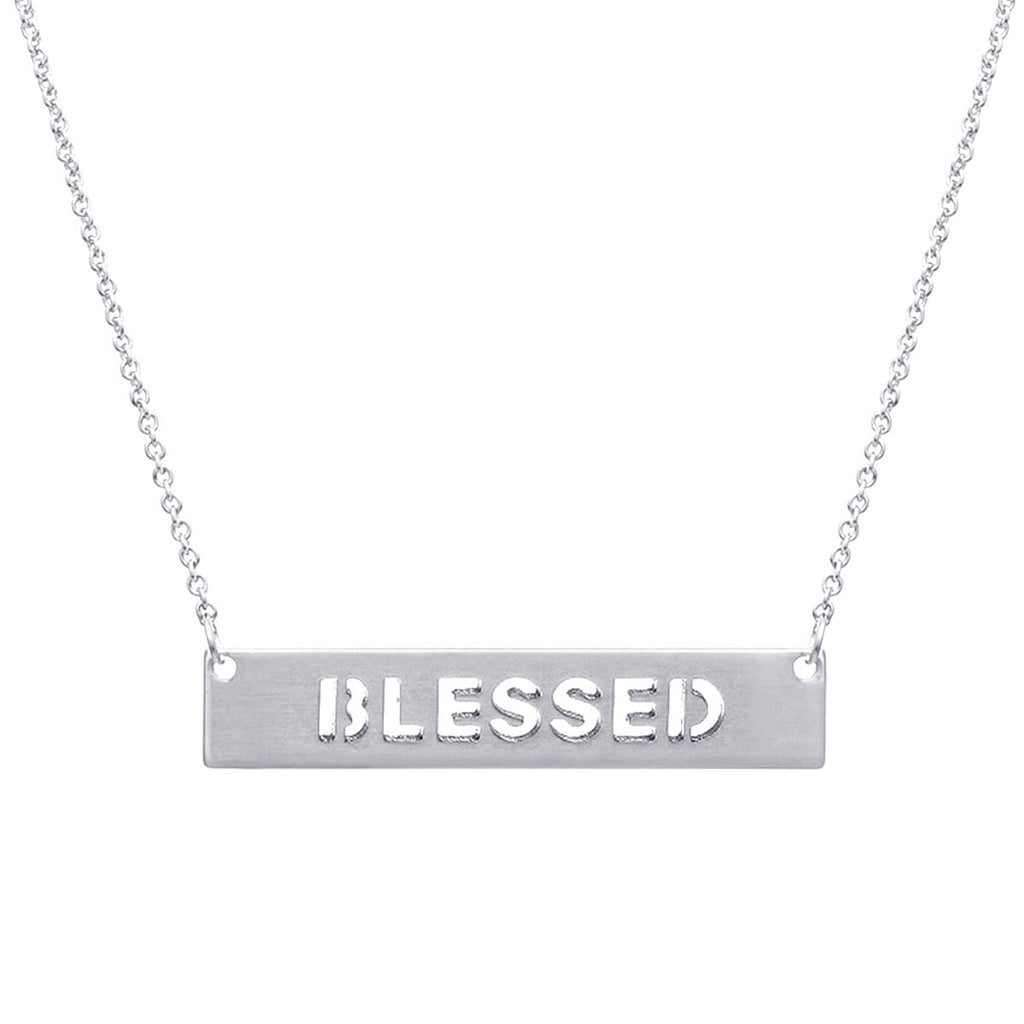 Silver Blessed Cutout Plate Necklace