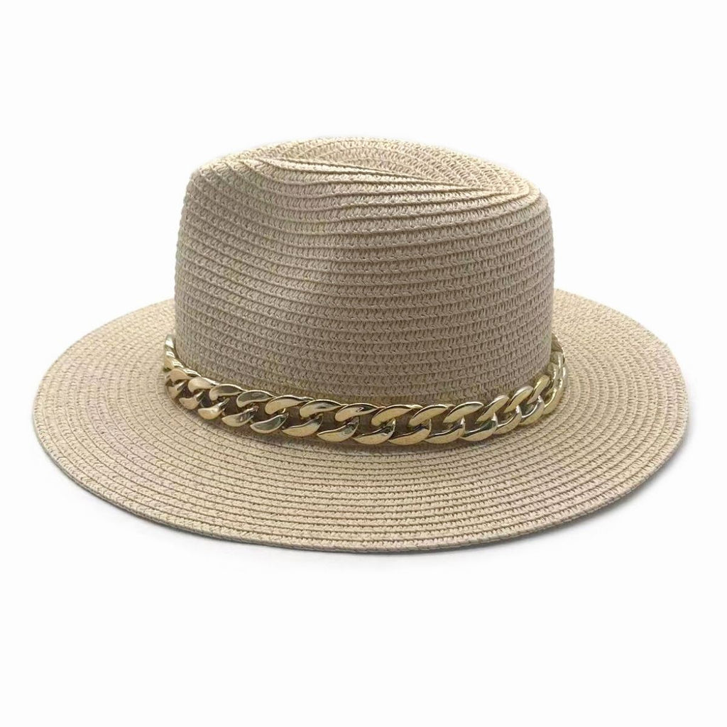 Ivory Chain Band Fedora Panama Hat
