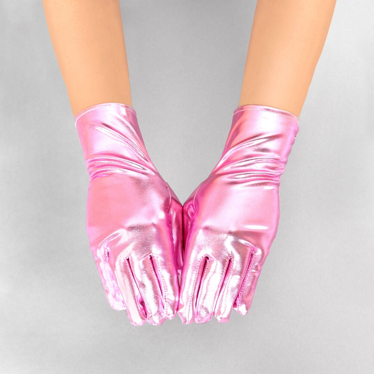 Pink Metallic Formal Short Gloves AKA
