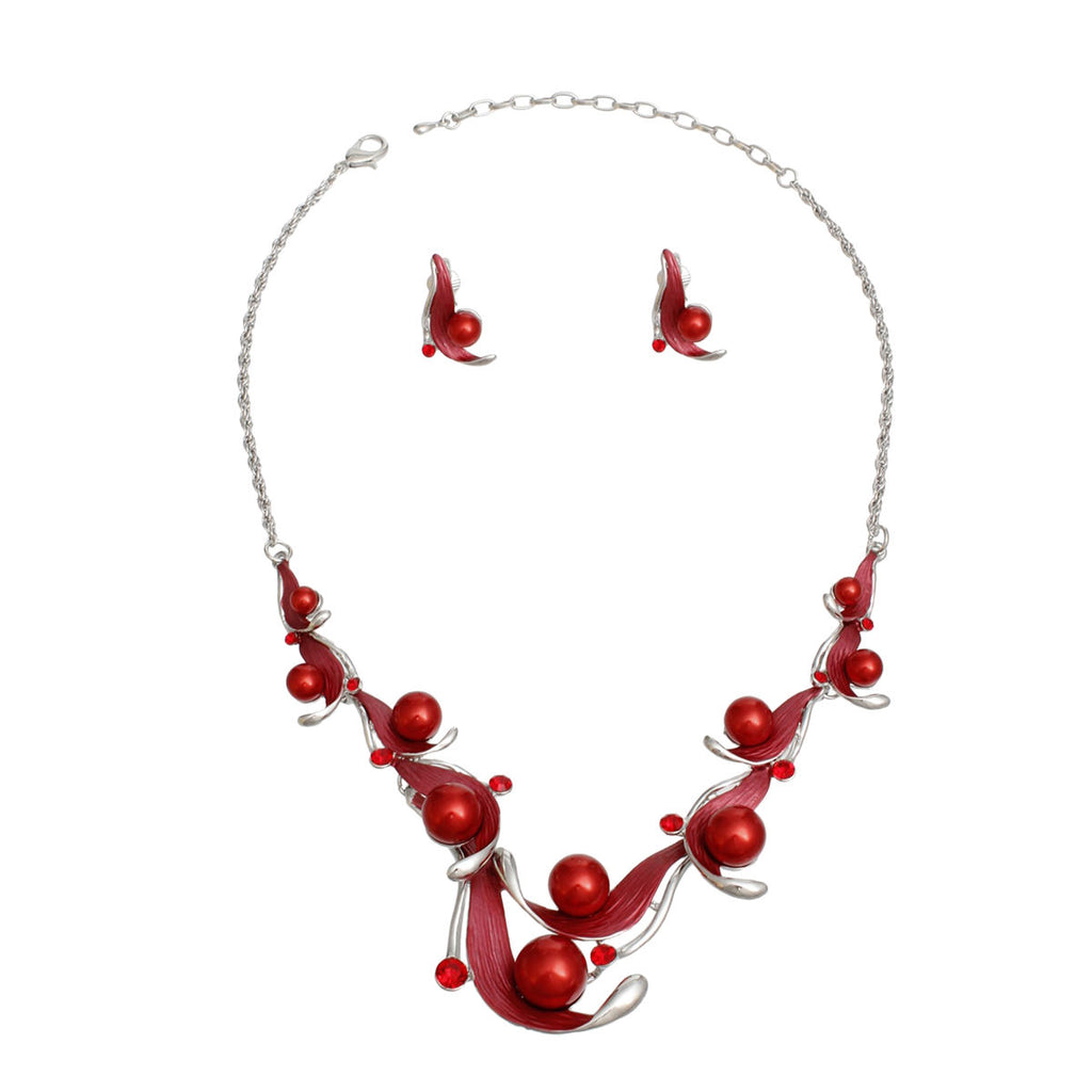 Collar Elegant Refined Red Pearl DST Necklace