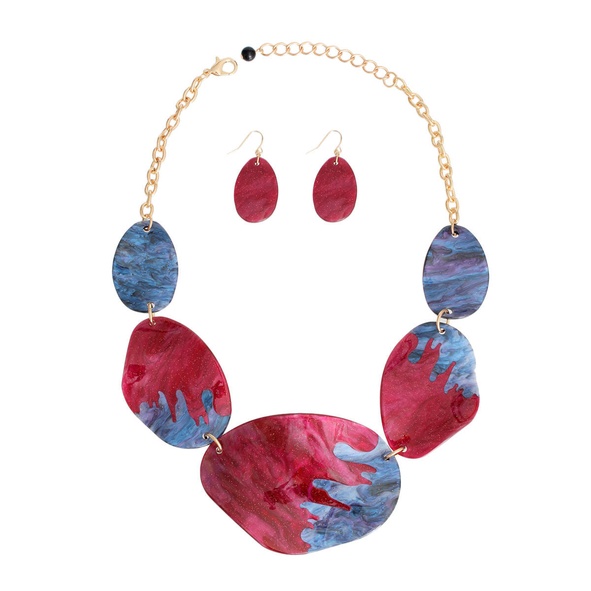 Marbled Fuchsia Dipped Collar Necklace