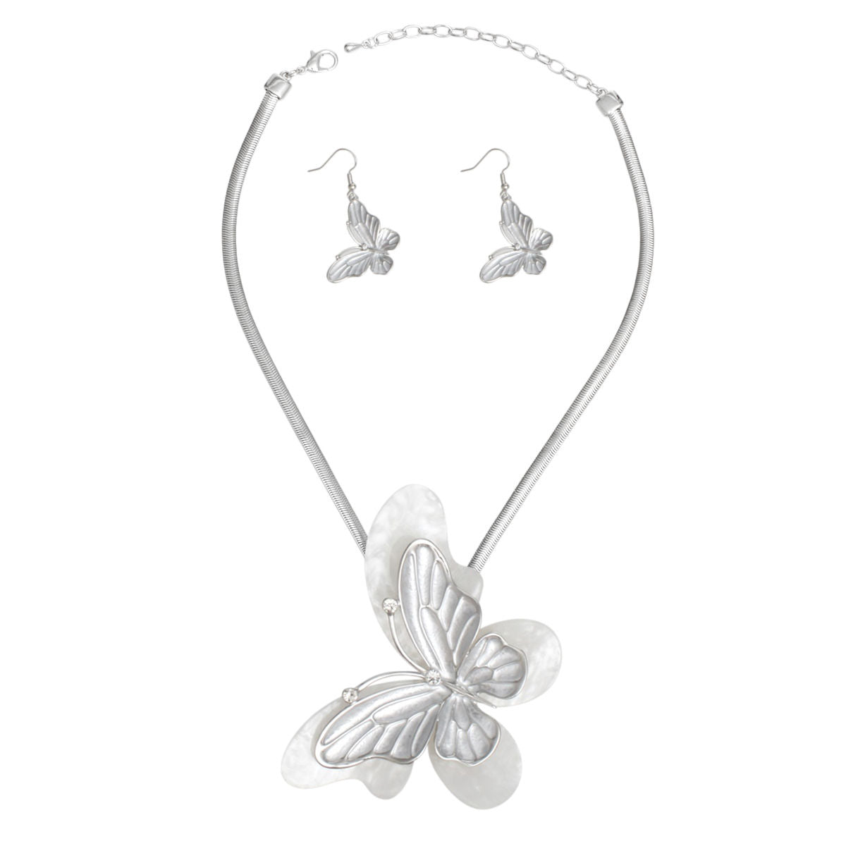 Pendant White Butterfly 3D Necklace for Women