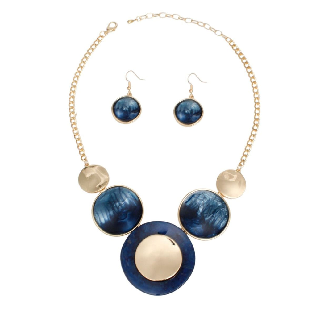 Collar Blue Gradient Gold Disc Necklace for Women