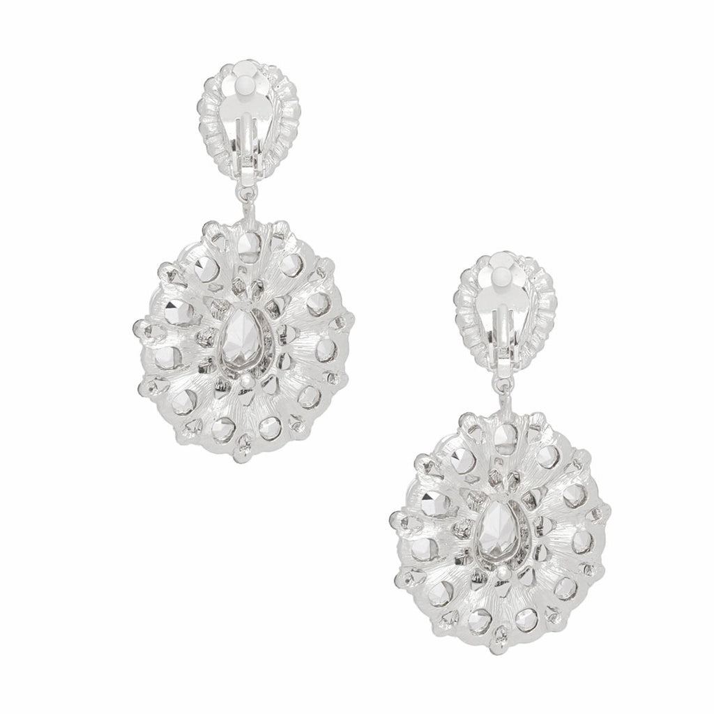 Clip On Brilliant Fuchsia Teardrop Crystal Earrings