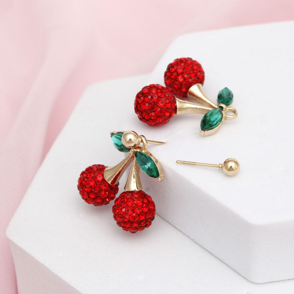 Stud Pin Up Inspo Double Cherry Glam Earrings