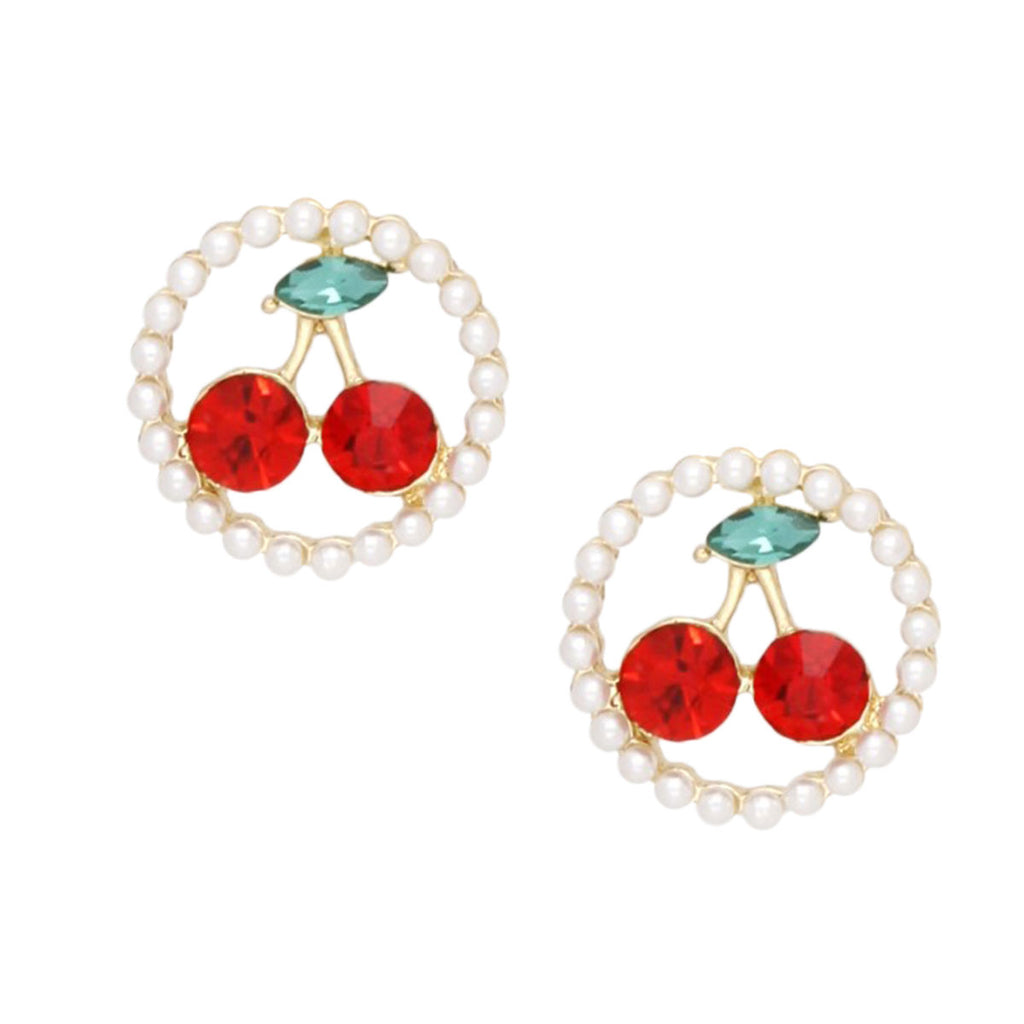 Stud Round Pearl Sugar and Sass Cherry Earrings