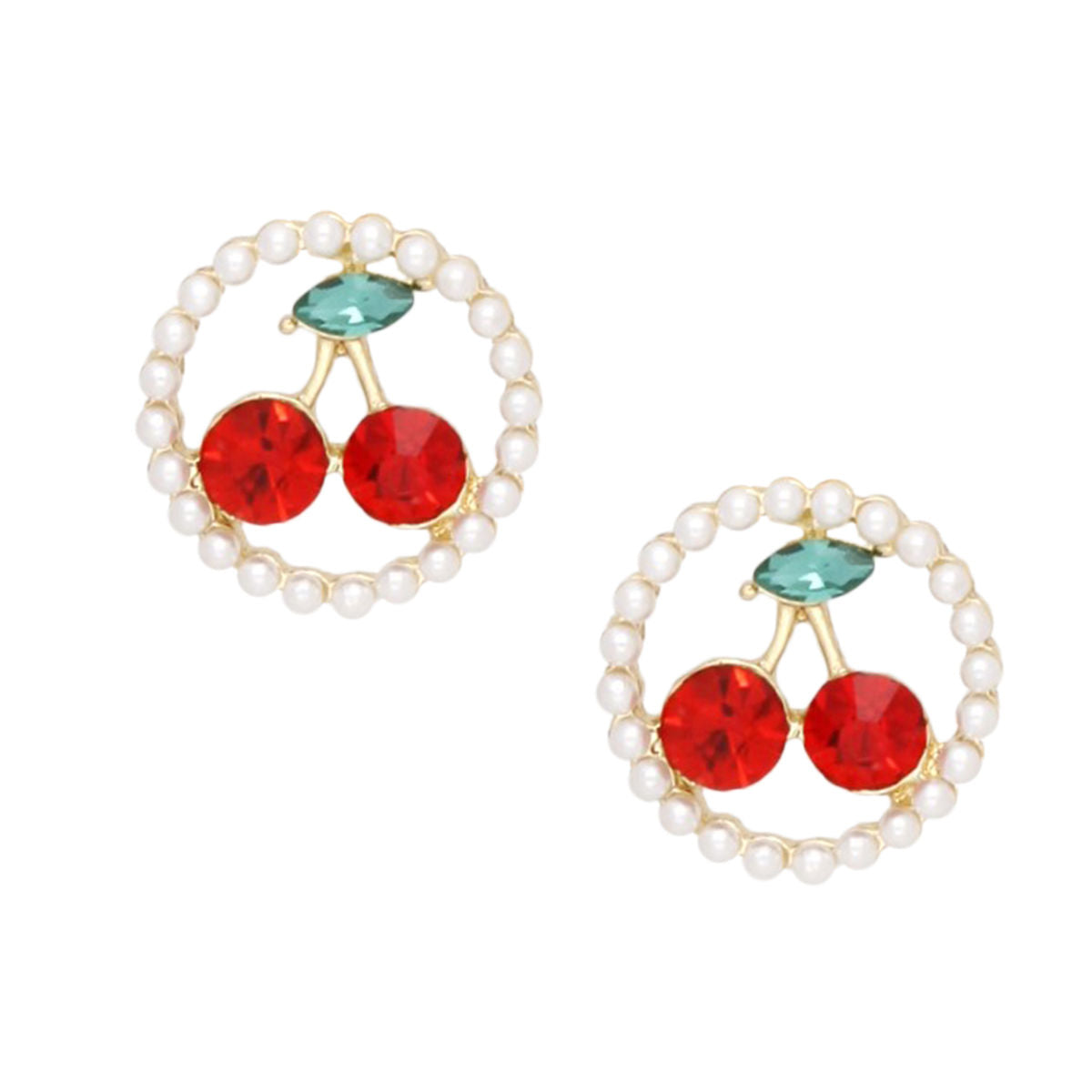 Stud Round Pearl Sugar and Sass Cherry Earrings