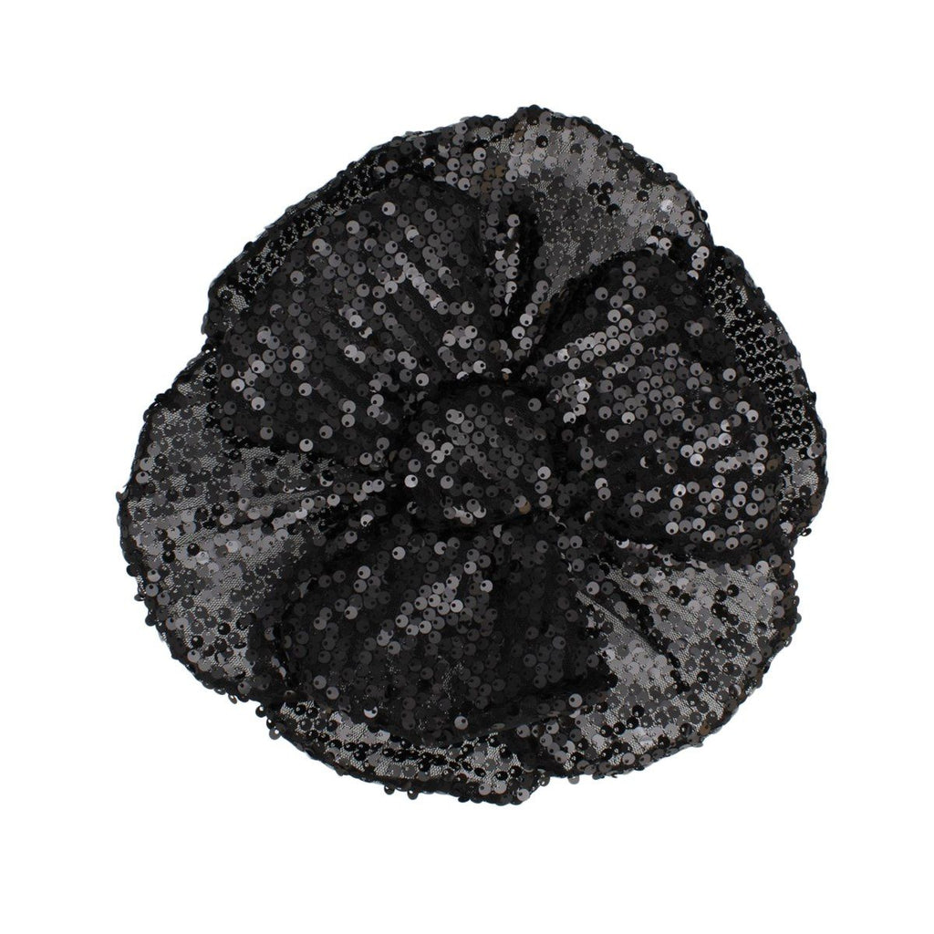 XL Flower Black Sequin Hair Clip Headband Brooch