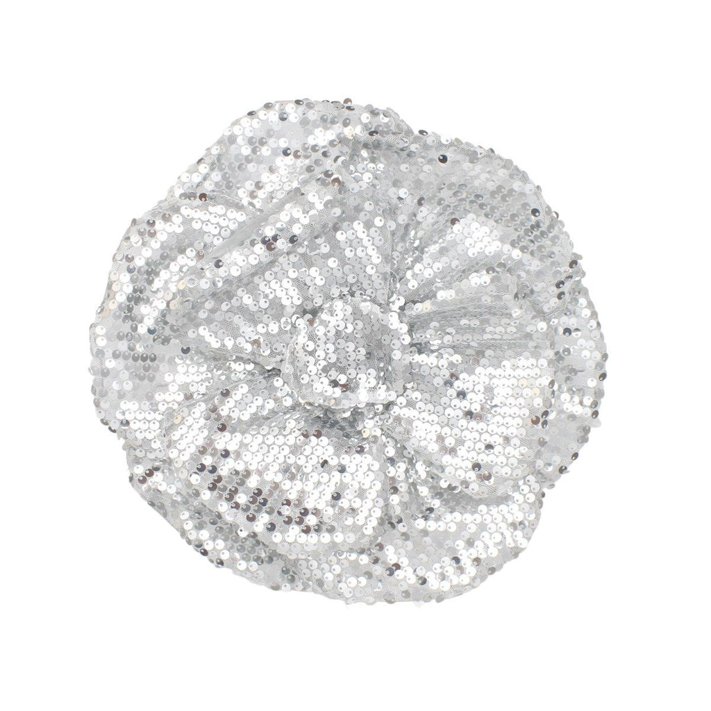 XL Flower Silver Sequin Hair Clip Headband Brooch
