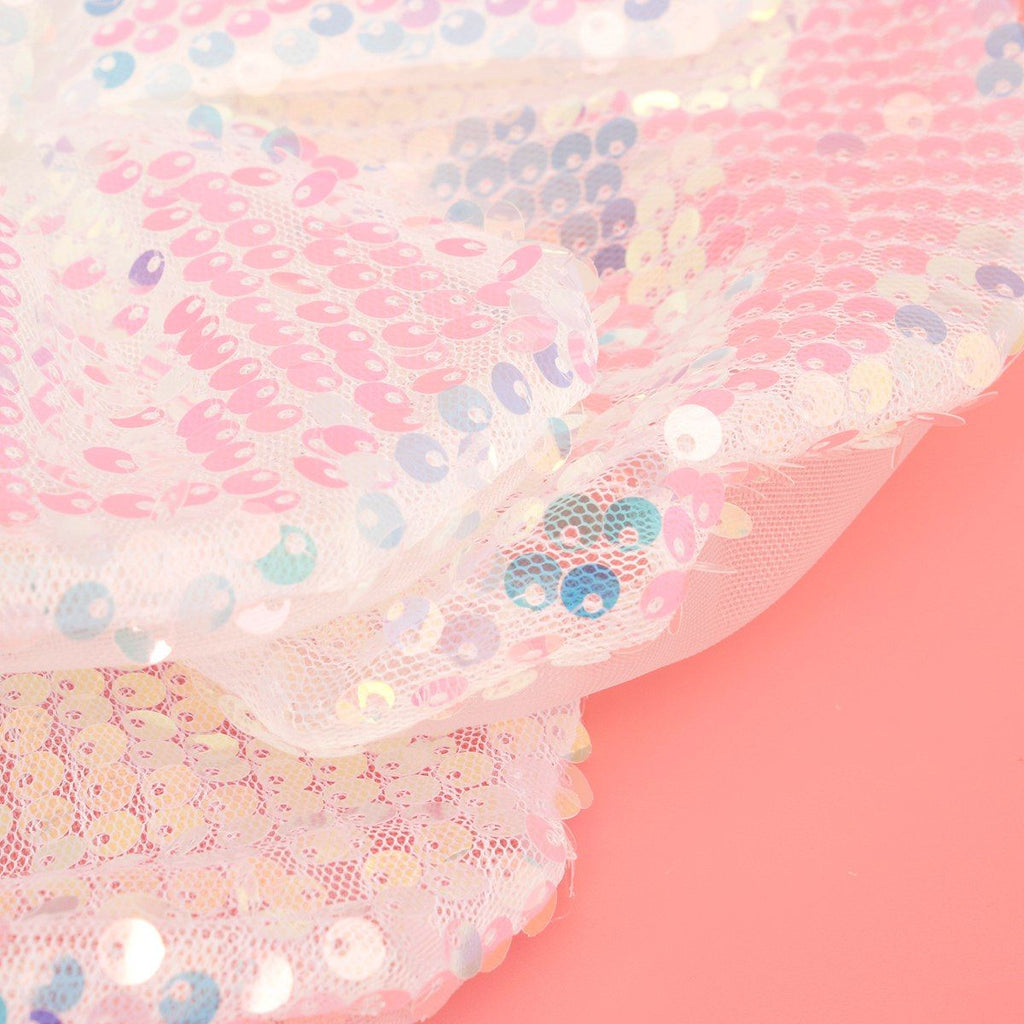 XL Flower White Sequin Hair Clip Headband Brooch