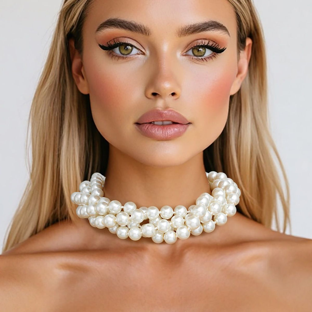 Endless 12mm Cream Glass Pearl Necklace for Women