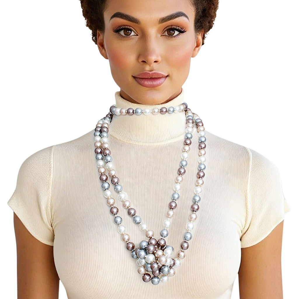 Endless 12mm Multicolor Glass Pearl Necklace for Women