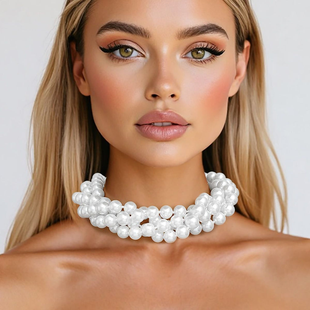 Endless 12mm White Glass Pearl Necklace for Women