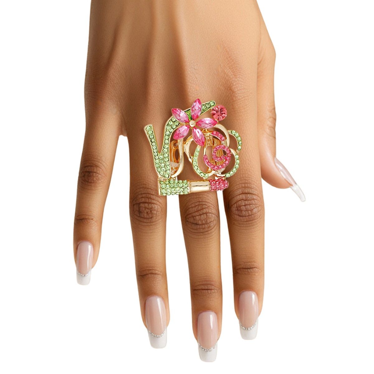 AKA Luminous Lipstick High Heel Pink Green Ring