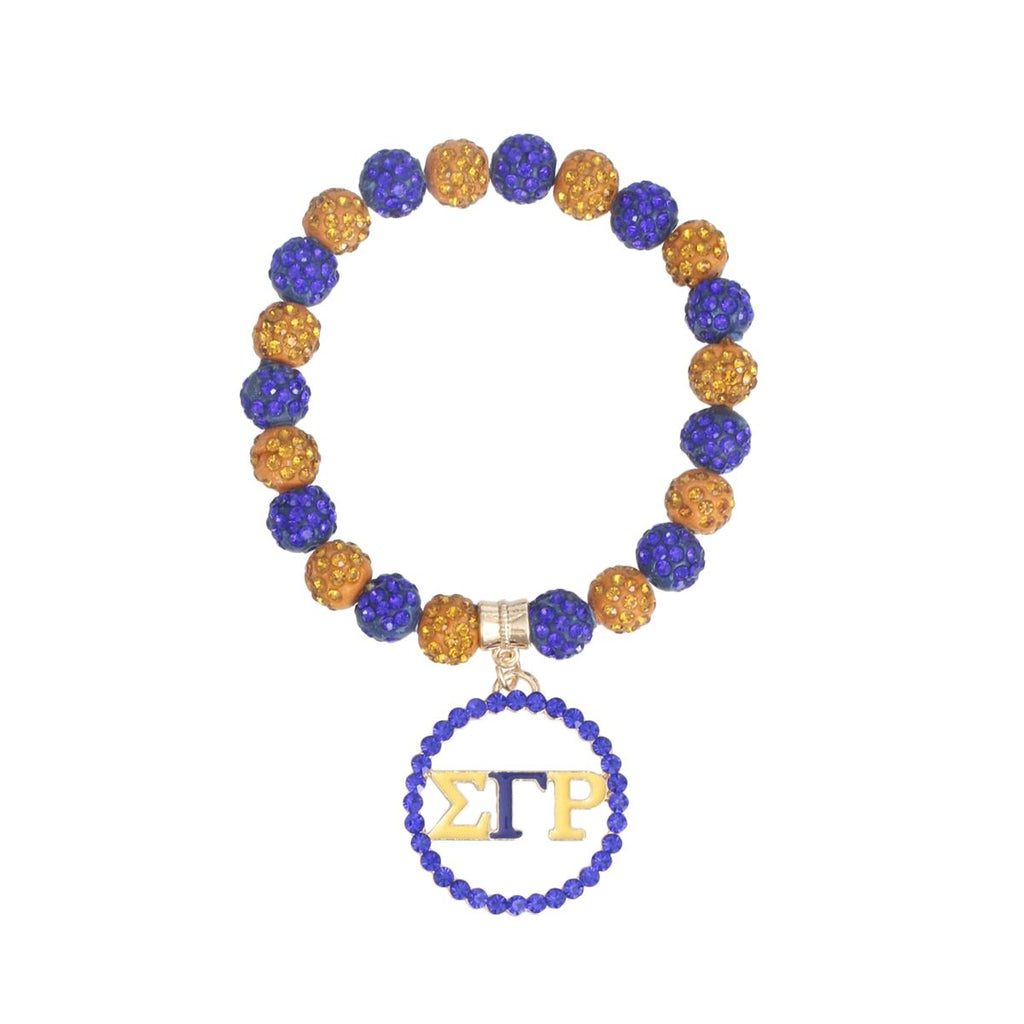 SGRHO Gold Blue Round Charm Luster Bracelet