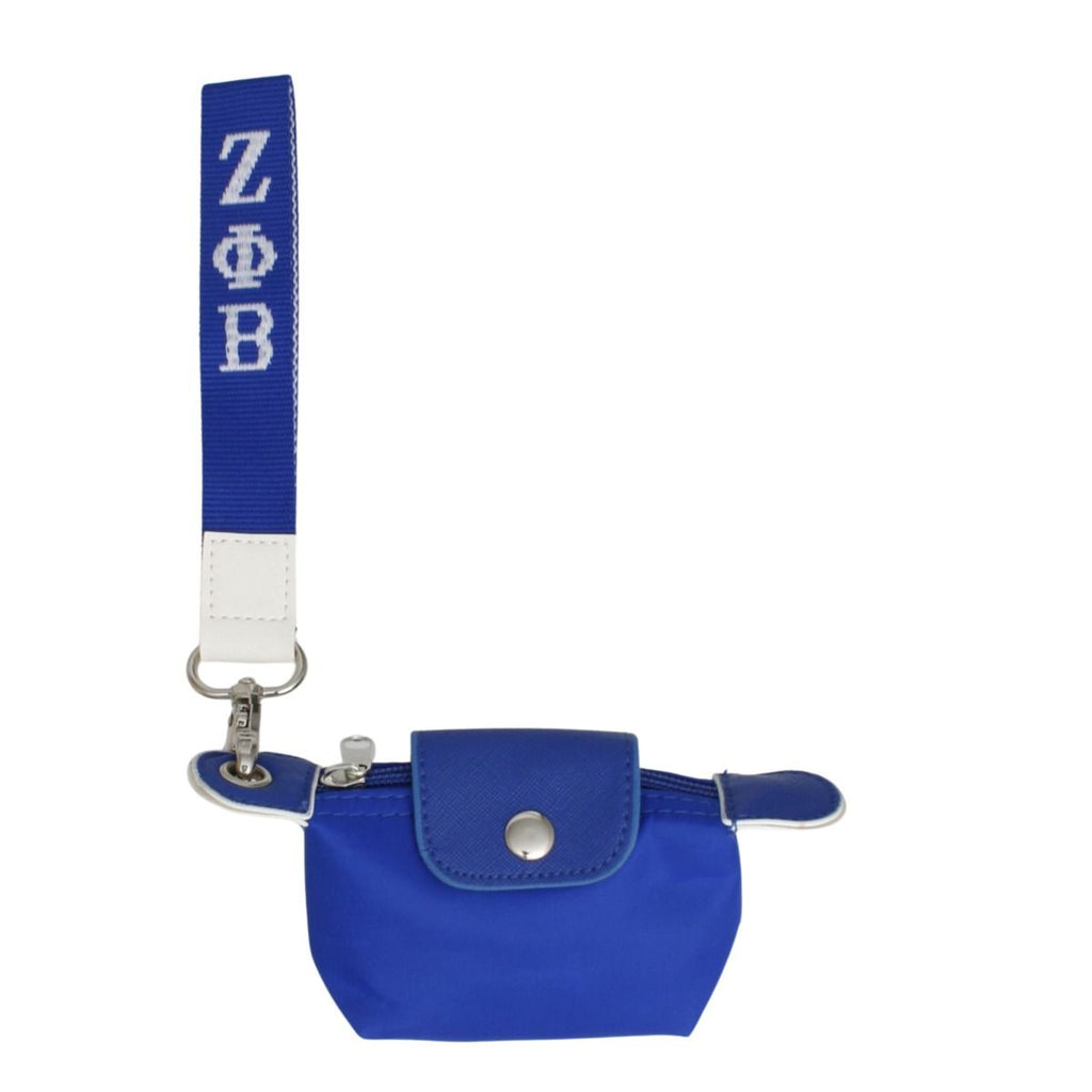 ZPB Sorority Blue Nylon Wristlet Strap Mini Pouch