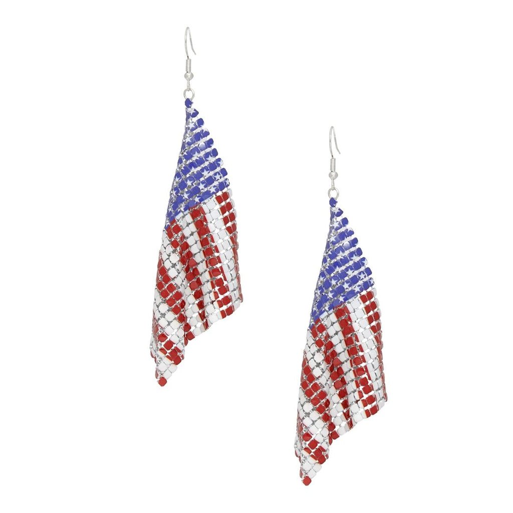 Fish Hook Stars and Stripes Draped Flag Earrings