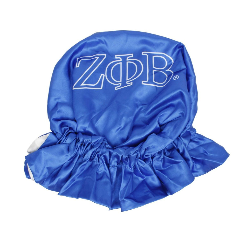 ZPB Sorority Blue White Satin Sleep Bonnet Cap