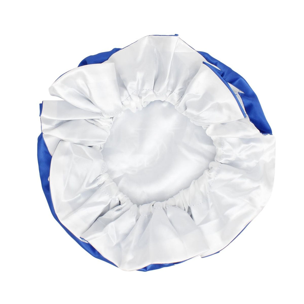 ZPB Sorority Blue White Satin Sleep Bonnet Cap