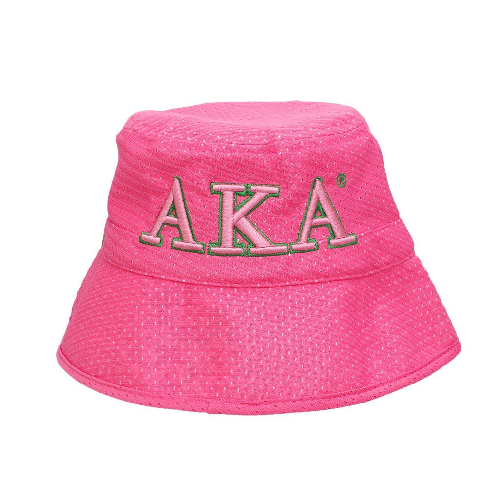 AKA Sorority Pink Mesh Embroidered Bucket Hat