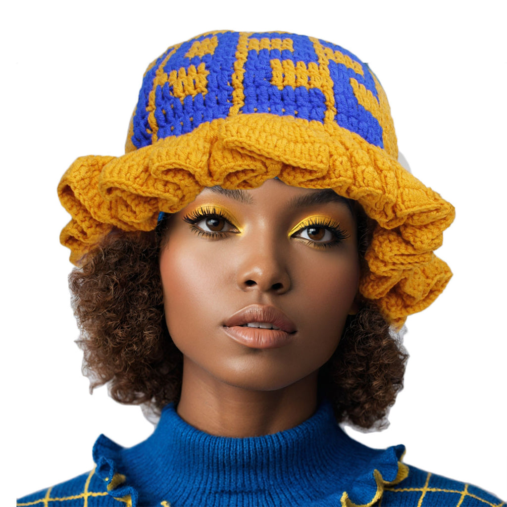 SGRHO Sorority Yellow Crochet Ruffle 1922 Bucket Hat