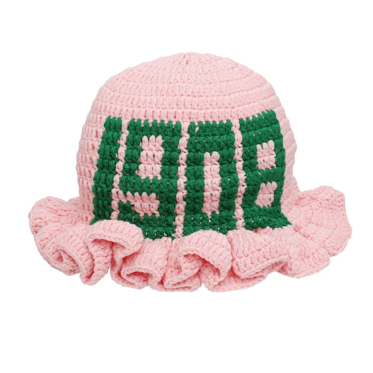 AKA Sorority Pink Crochet Ruffle 1908 Bucket Hat