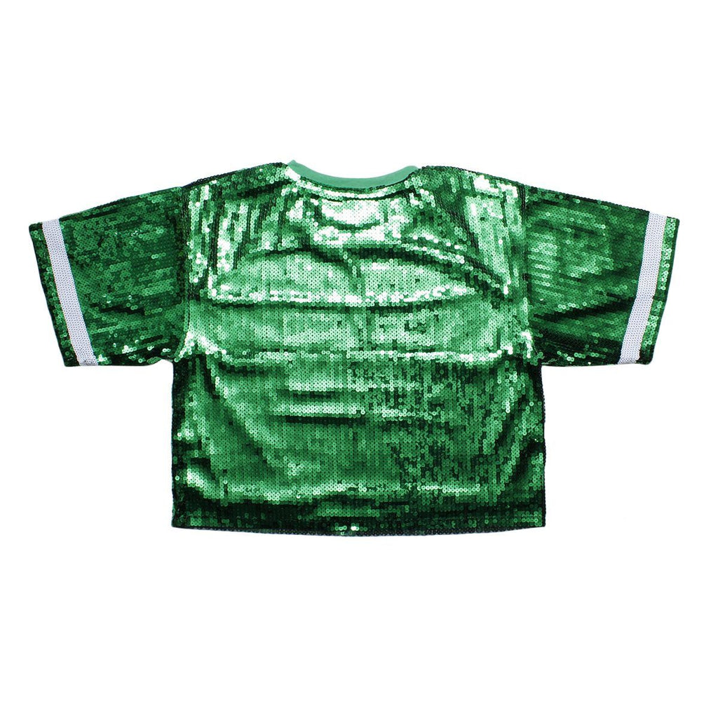 Jersey AKA Green White Sequin GAME DAY Crop Top