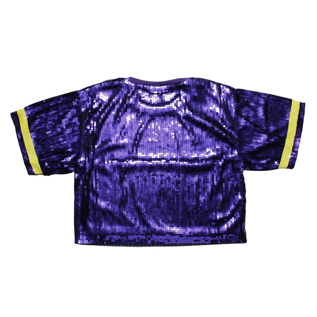 Jersey Purple Yellow Sequin GAME DAY Crop Top