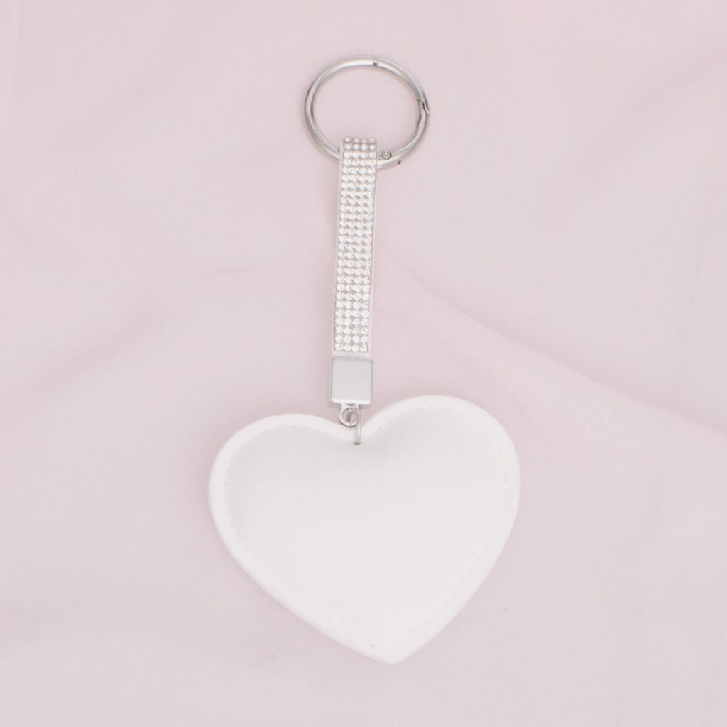 Handbag Clip Gleaming White Heart Padded Charm