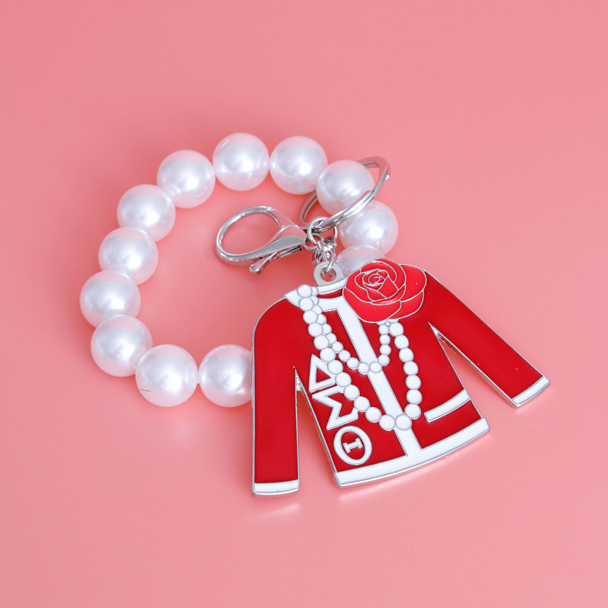 Red and White Delta Sorority Keychain