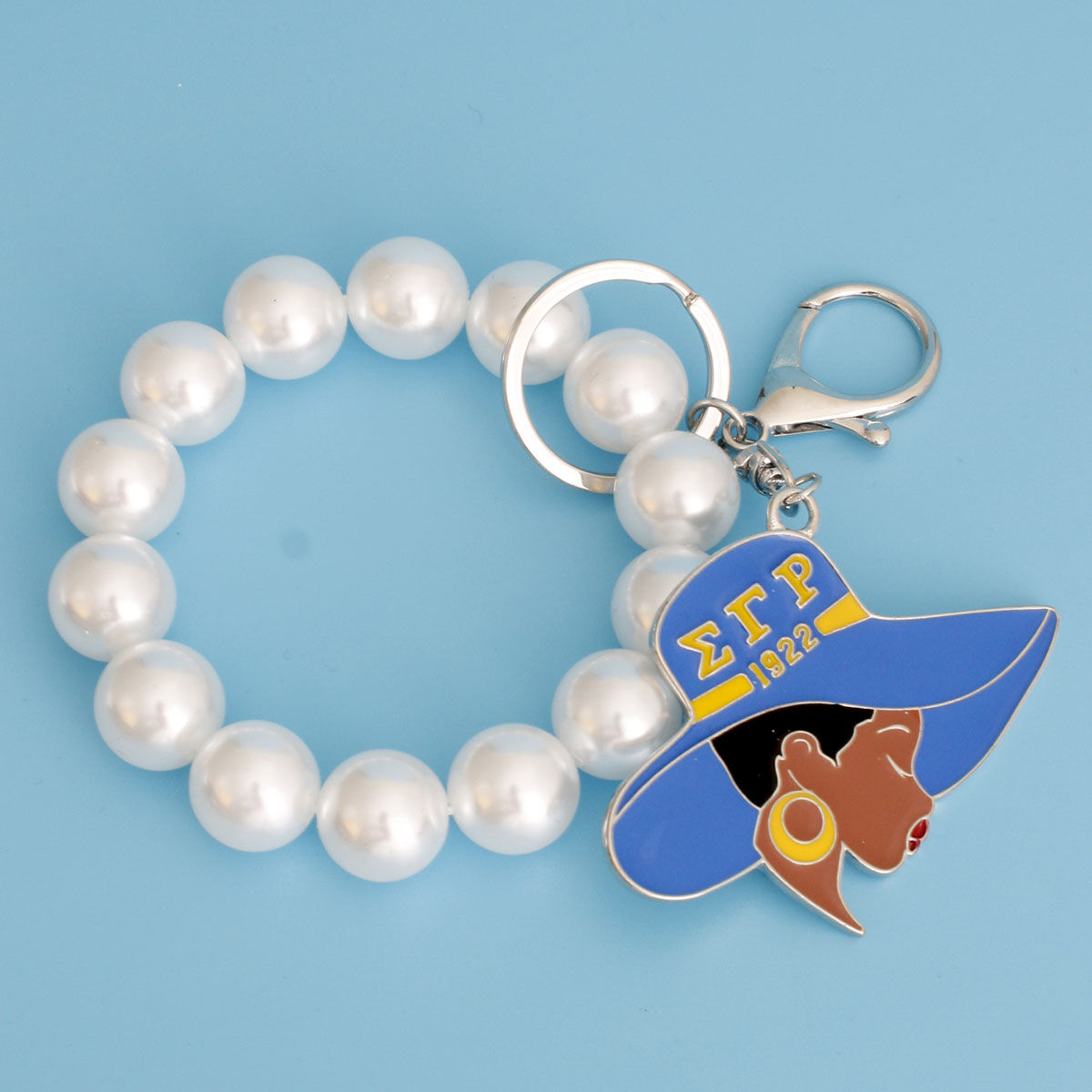 Blue Gold Hat Pearl Keychain SGRHO
