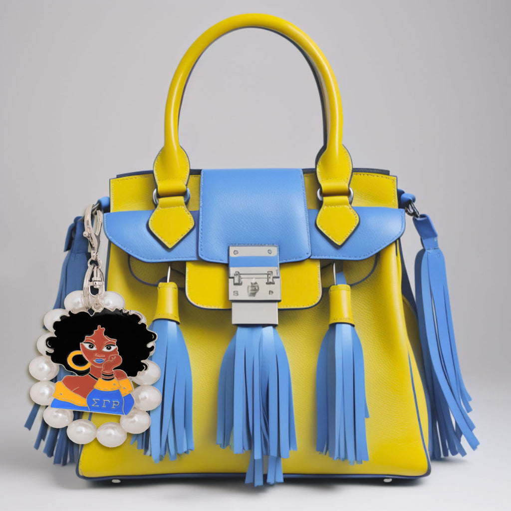 Blue Gold Woman Pearl Keychain SGRHO