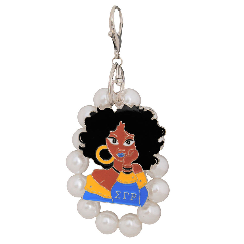Blue Gold Woman Pearl Keychain SGRHO