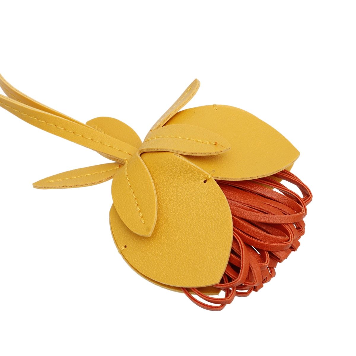 Bag Charm Yellow Leather Flower Long Bag Accessory