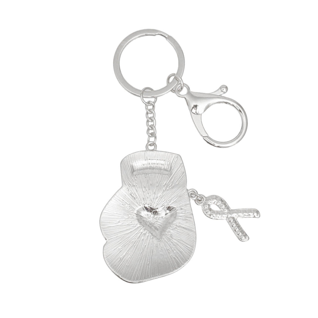 Breast Cancer Keychain Silver Light Pink Glove