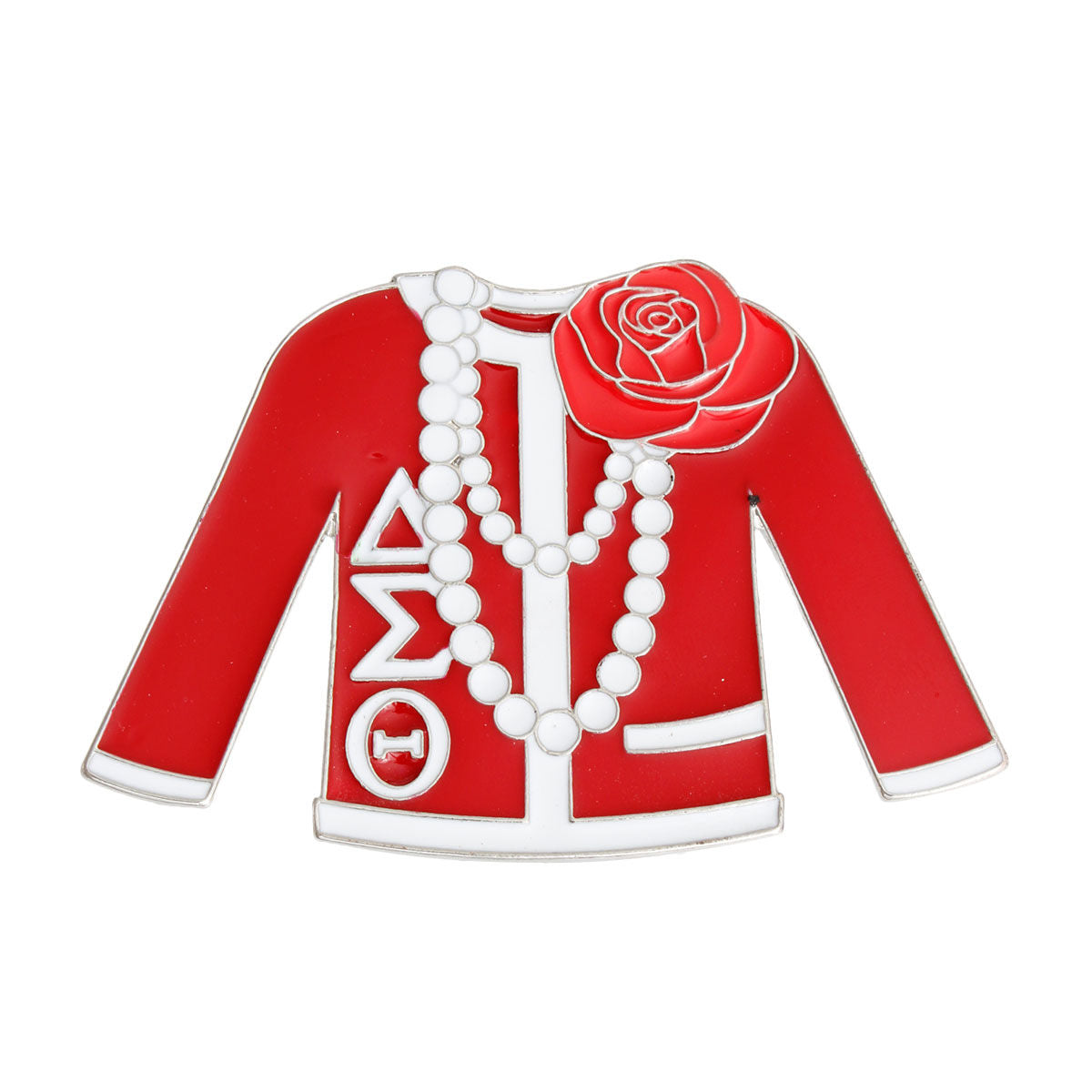 DST Red White Sweater Sorority Pin