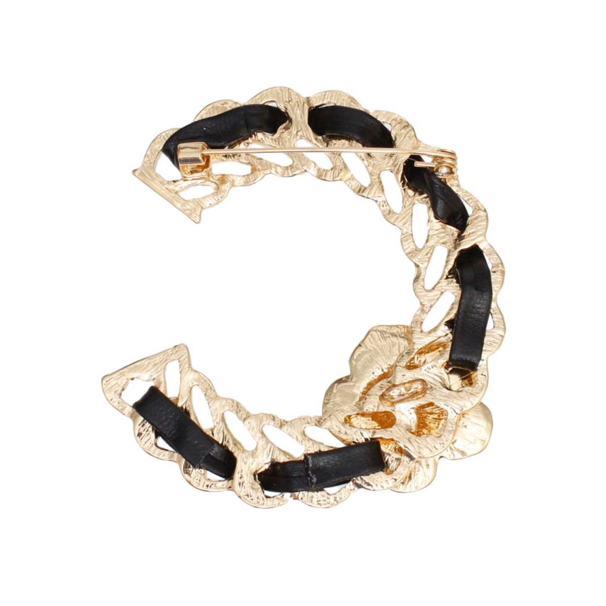 Brooch Gold and Black C French Girl Camellia Pin