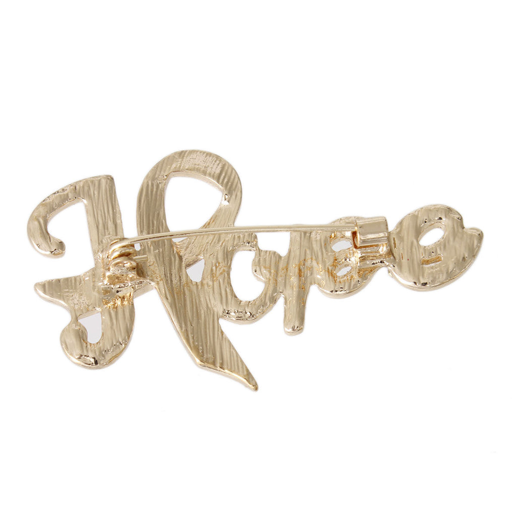 Breast Cancer Brooch Gold Light Pink Ribbon Hope Pin