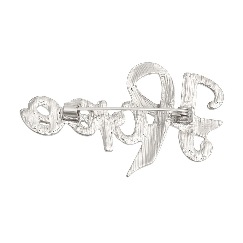 Breast Cancer Brooch Silver Light Pink Ribbon Hope Pin