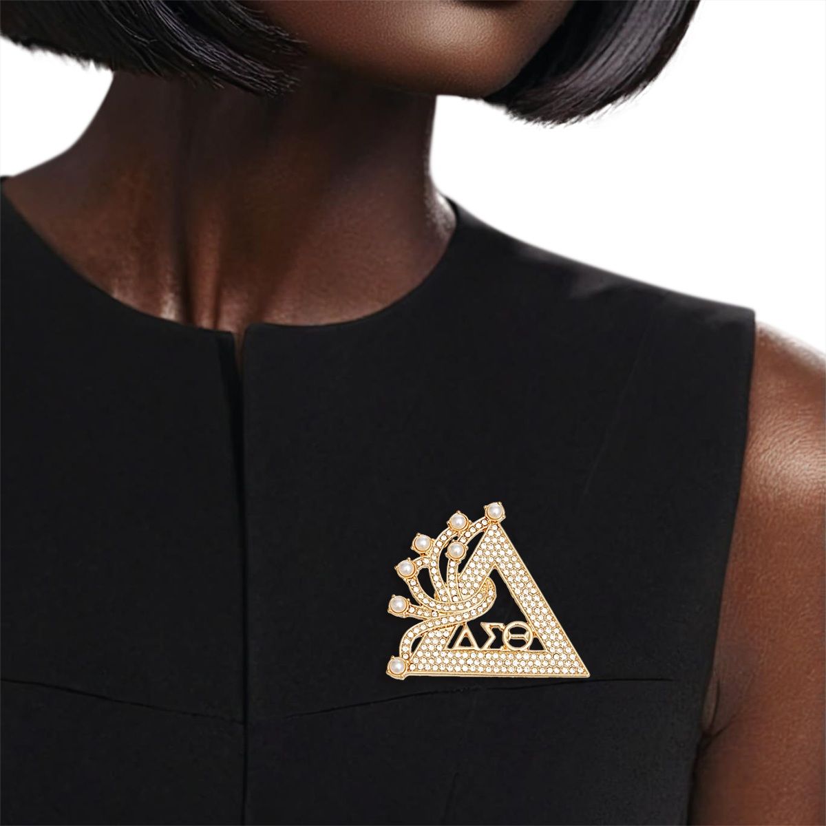 DST Sorority Gold Delta Brooch Pin for Women