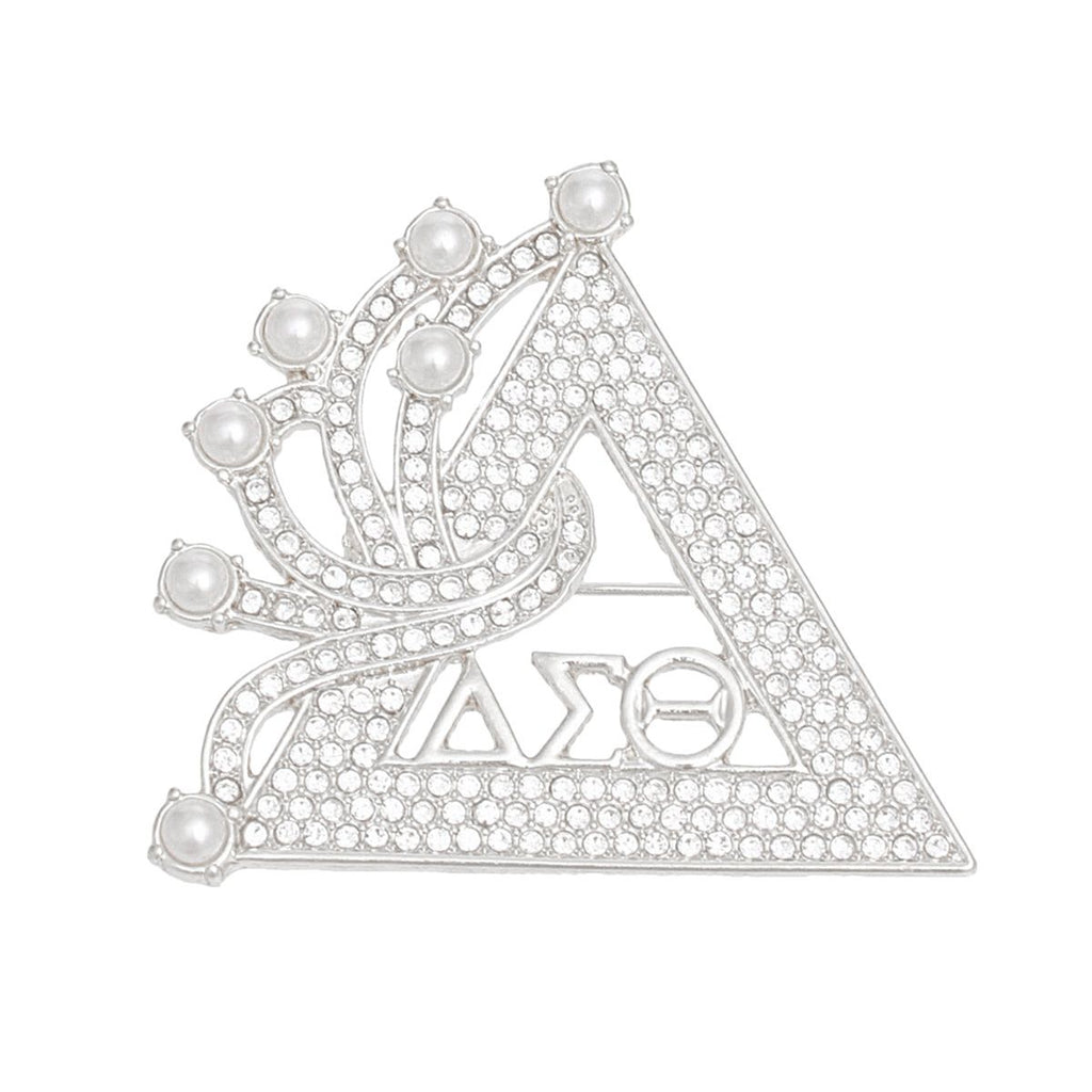 DST Sorority Silver Delta Brooch Pin for Women