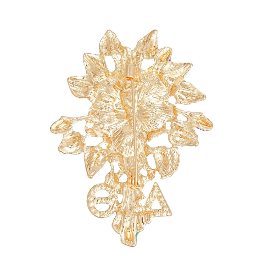 DST Sorority Purple Violets Gold Brooch for Women