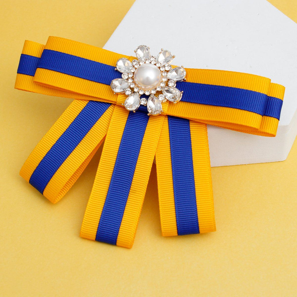 SGRHO Sorority Blue Gold Bow Tie Style Brooch