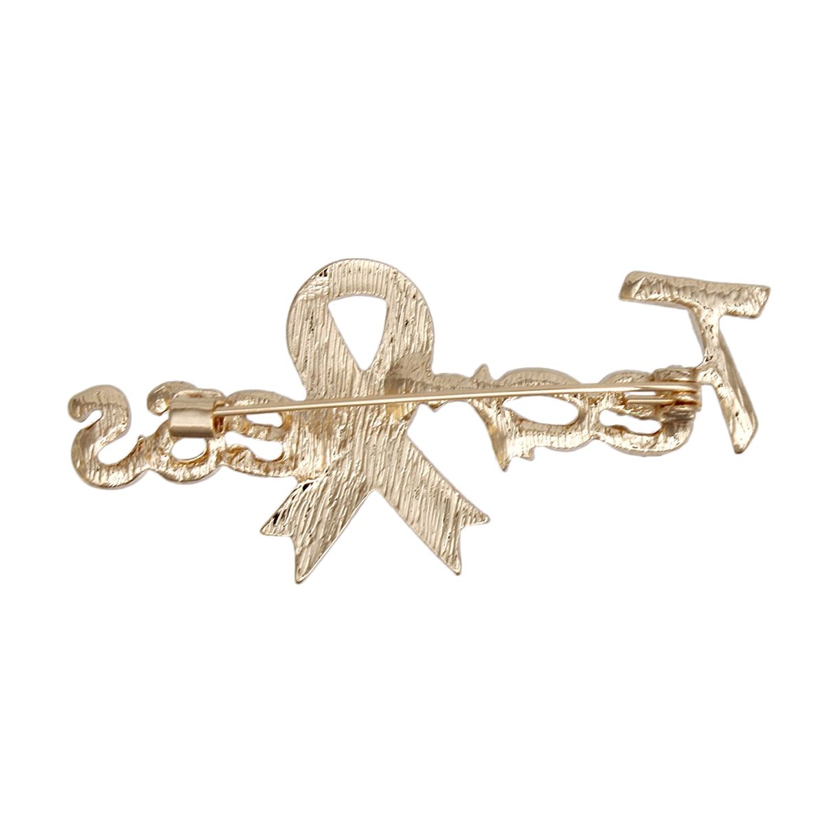 Breast Cancer Gold Fearless Pink Ribbon Brooch