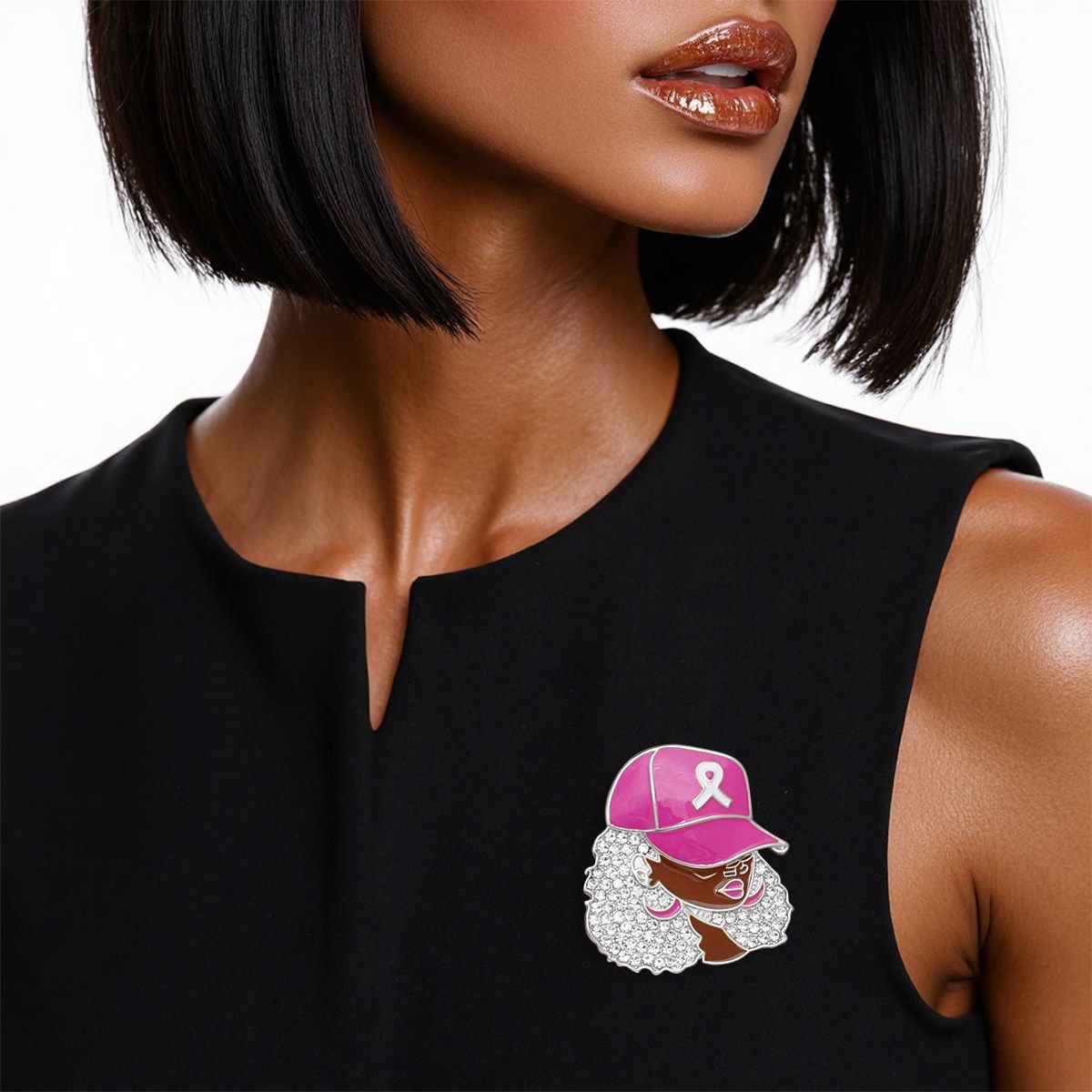 Breast Cancer Supportive Sister Silver Glam Brooch