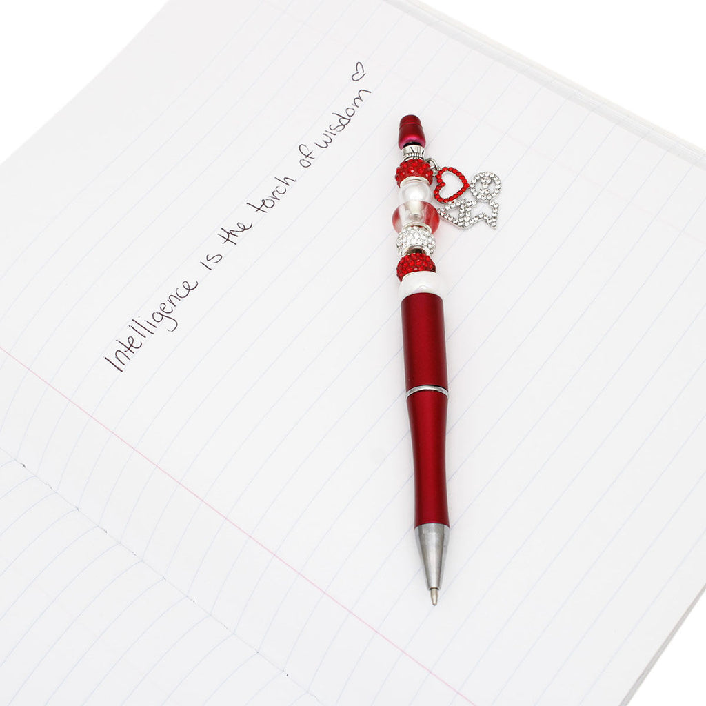 DST Sorority Bling Bead and Charm Red Pen