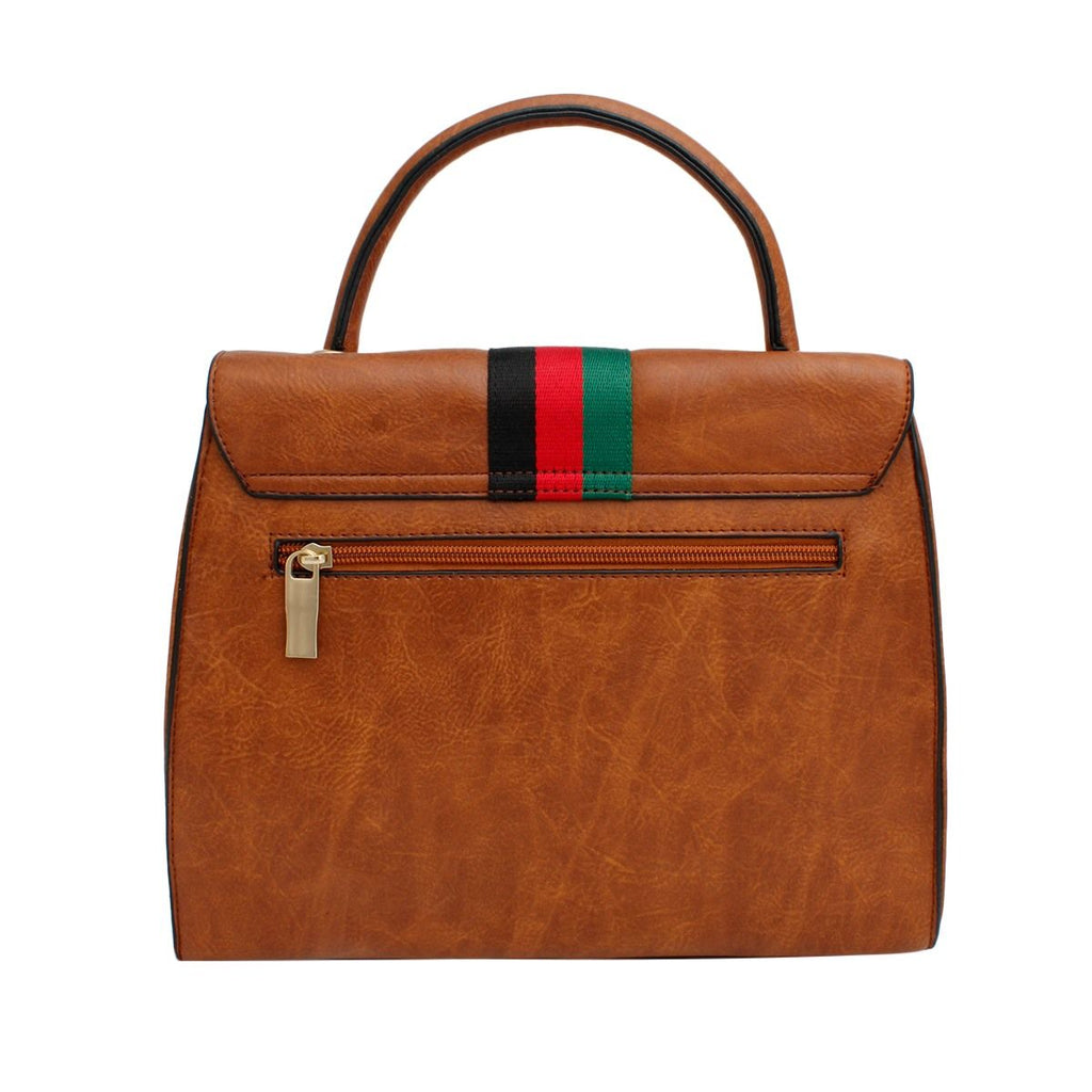 Satchel Soft Brown Bee and Stripe Handbag Set