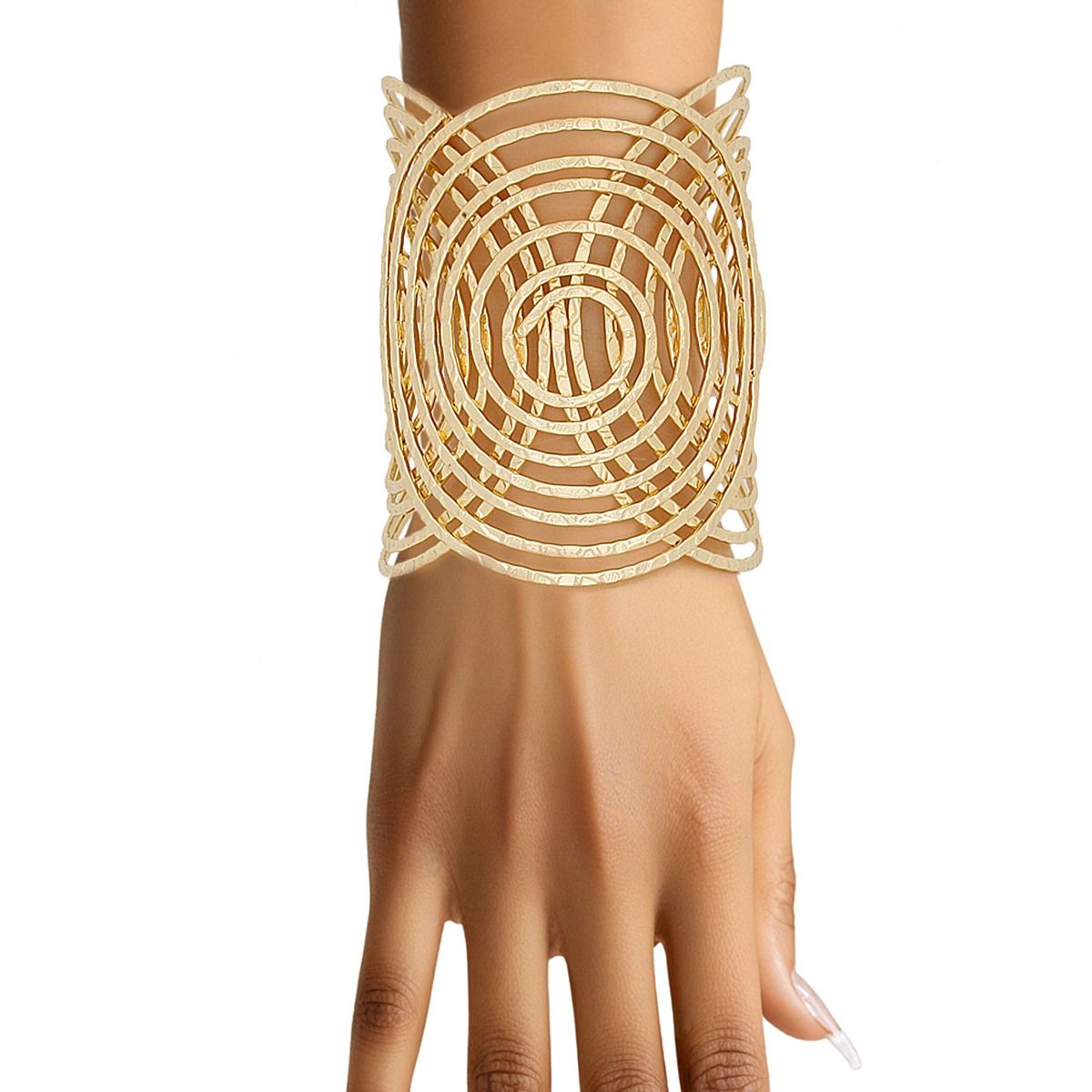 Cuff Gold Concentric Circle Sculpted Bracelet