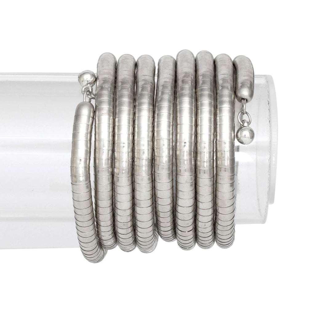 Bangle Silver Tubogas Style Flex Spring Bracelet