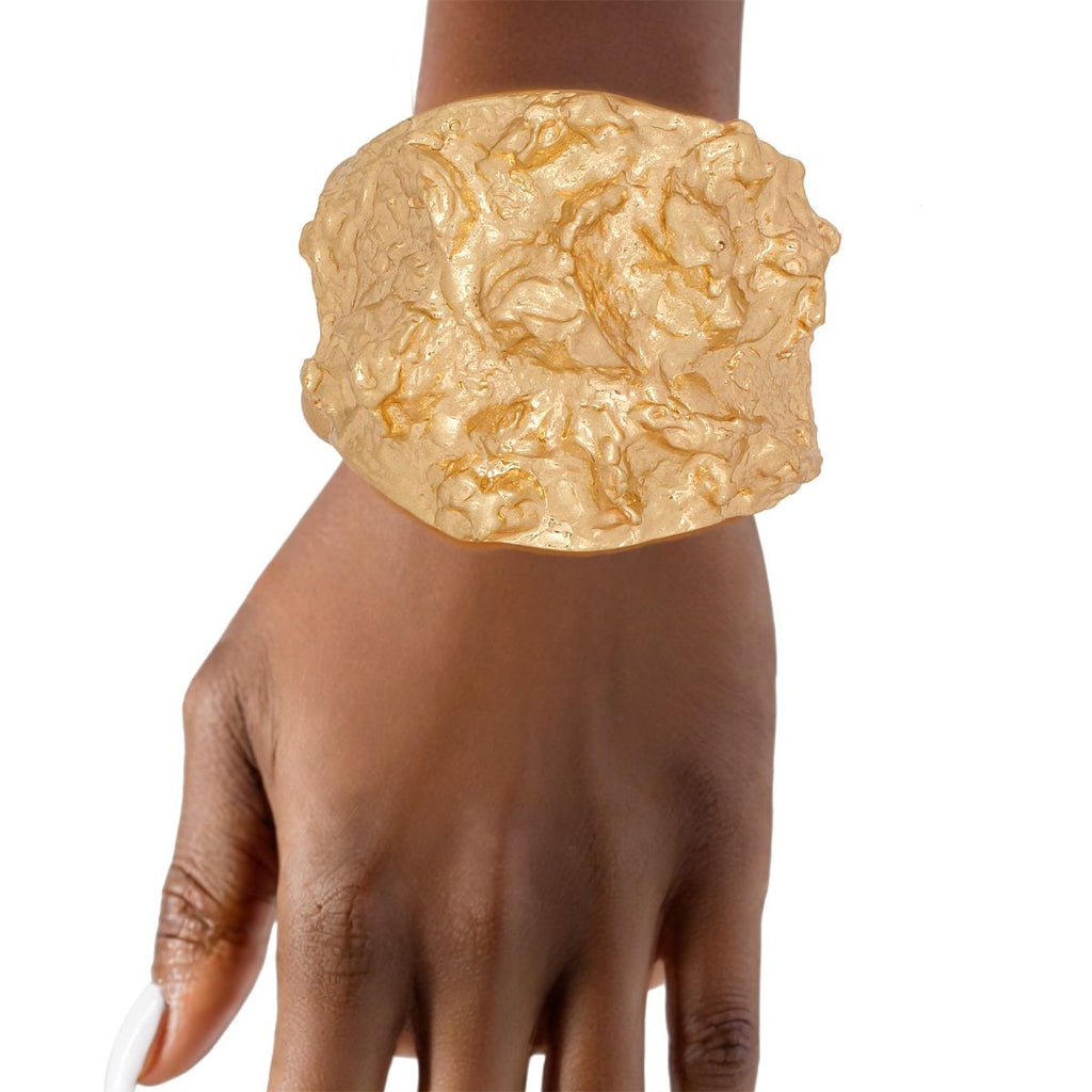 Cuff Chunky Raw Matte Gold Pearl Band Bracelet